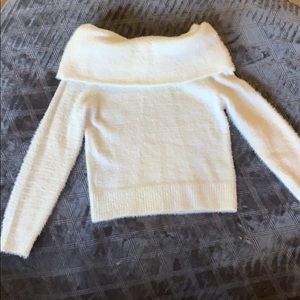 White off the shoulder sweater